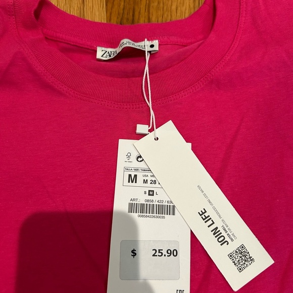 Zara Fuchsia Crew Neck Tee - Picture 3 of 5